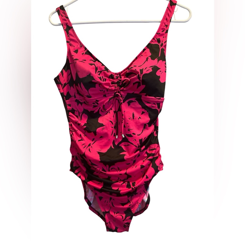 Women’s One piece bathing suit size L 12/14 Black/Pink